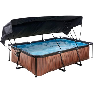 Rechteckpool EXIT Wood Schwimmbecken Gr. B/H/L: Breite 200 cm x Höhe 65 cm x Länge 300 cm, 3700 l, braun Rechteckpools BxLxH: 200x300x65 cm, mit Filterpumpe und Sonnensegel