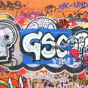 EXPRESS KÜCHEN Küchenrückwand Graffiti Spritzschutzwände Gr. B/H: 180 cmx55,9 cm, bunt Küchendekoration