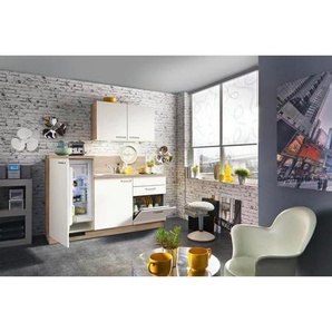 Express Miniküche, Weiß, Eiche, Metall, 1 Schubladen, 180 cm, in den Filialen seitenverkehrt erhältlich, Küchen, Miniküchen