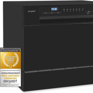 Exquisit Geschirrspüler GSP206-030D schwarz | Spülmaschine 55 cm | Maßgedecke: 6 Restlaufzeiten Anzeige | Standgerät 813310408