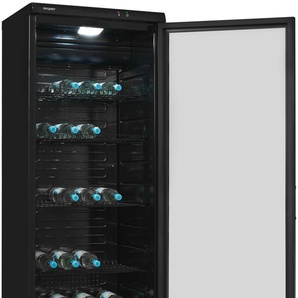 EXQUISIT Getränkekühlschrank GKS350-1-GT-280D, D (A-G), silber (schwarz), Rechtsanschlag, Kühlschränke, 320 L Volumen, Getränkekühlschrank mit Glastür, LED, Topseller
