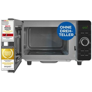 Exquisit Mikrowelle ohne Drehteller, 800 Watt Grill, 700 Watt, 20 Liter Garraumvolumen, Mikrowelle Flachbett, Auftaufunktion, MW4020-F-240DIG schwarz 812811001