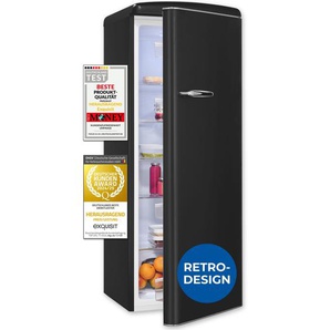 Exquisit Retro-Kühlschrank, ohne Gefrierfach, 229 Liter, groß, 5 Ablagen, Gemüsefach, Temperaturregelung, RKS325-V-H-161E mattschwarz 810470308