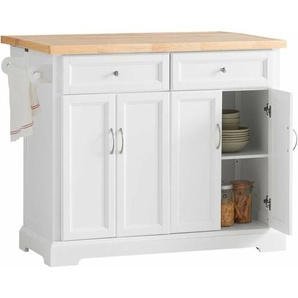 Extendable Kitchen Trolley Island Storage Cupboard White FKW71-WN - Sobuy
