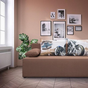 exxpo - sofa fashion 3-Sitzer, mit Schlaffunktion und Bettkasten, inkl. loser Zier- und Rückenkissen