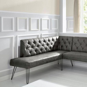 exxpo - sofa fashion Eckbank Doppio, Chesterfield Optik, komfortabel und bequem, hohe Designfüße, Frei im Raum stellbar