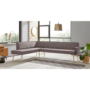 exxpo - sofa fashion Eckbank Lungo, moderne Kedernaht, bequem und elegant, hoher Holzfuß, hochwertige Detailverarbeitung, frei im Raum stellbar