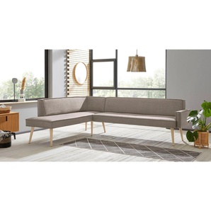 exxpo - sofa fashion Eckbank Lungo, moderne Kedernaht, bequem und elegant, hoher Holzfuß, hochwertige Detailverarbeitung, frei im Raum stellbar