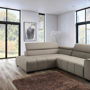 exxpo - sofa fashion Ecksofa Positano, L-Form, 3 verstellbare Kopfstützen, wahlw. mit Bettfunktion u. Kissen