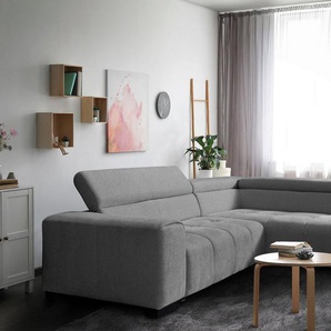 exxpo - sofa fashion Ecksofa, mit 3 verstellbaren Kopfstützen, wahlweise mit Bettfunktion und Kissen