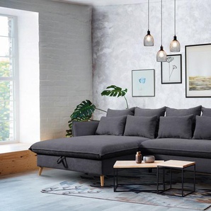 exxpo - sofa fashion Ecksofa WALPY, elegant und modern, hoher Sitzkomfort, schmale Armlehnen, L-Form, wahlweise mit Bettfunktion und Bettkasten, in Cord