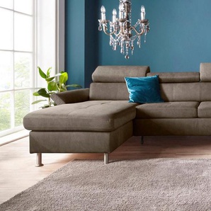 exxpo - sofa fashion Wohnlandschaft Maretto, bequem und komfortabel, aufwendige Sitzsteppung, U-Form, inkl. Kopfteilverstellung für mehr Sitzkomfort, wahlweise Bettfunktion