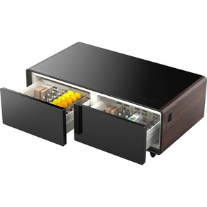 F (A bis G) CASO Getränkekühlschrank 794 Sound & Cool Wood Kühlschränke Loungetisch mit Kühlfächern, Soundbar und Lademöglichkeiten silberfarben (schwarz) Getränkekühlschränke