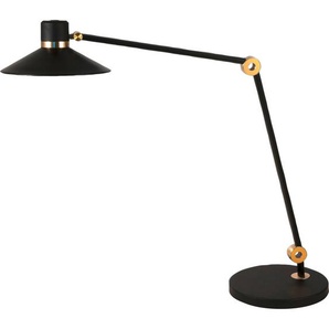 Fabas Luce Led-Schreibtischleuchte Panarea, Schwarz, Gold, Metall, 85 cm, DIN EN ISO 9001, drehbar, Lesearm, 4-fach schaltbar, Touch-Schalter (on/off), schwenkbar, Farbtemperaturwechsler, Lampen & Leuchten, Innenbeleuchtung, Tischlampen,