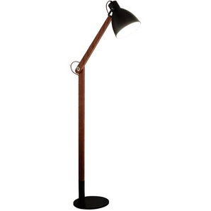 Fabas Luce Stehleuchte Sveva, Schwarz, Walnuss, Metall, 73x180 cm, DIN EN ISO 9001, höhenverstellbar, verstellbare Arme, Fußschalter, Lampen & Leuchten, Innenbeleuchtung, Stehlampen, Stehlampen