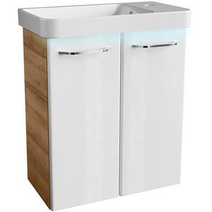 Fackelmann MILANO Gäste-WC Set 3-teilig, 55 cm breit, Braun hell / Weiß, Keramik