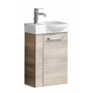 Fackelmann SBC A-VERO Gäste WC Set 3-teilig 45 cm, Braun hell, rechts, Keramik Hahnloch links