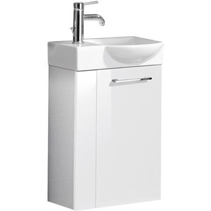 Fackelmann SBC SCENO Gäste WC Set 3-teilig 45 cm, Weiß, rechts, Keramik Hahnloch links + Armatur