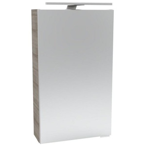 FACKELMANN Spiegelschrank SBC (Spiegelschrank mit LED-Aufsatzleuchte) für das Gästebad, Schalter und Steckdose, Breite 40cm, Anschlag links