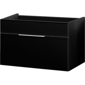 FACKELMANN Waschtischunterschrank KARA / Schrank mit Soft-Close-System / Maße (B x H x T): ca. 80 x 59 x 49 cm / fürs WC oder Badezimmer / Korpus: Anthrazit / Front: lackiertes Glas in Anthrazit 80930