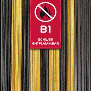 Fadenvorhang Schwarz-Gelb 90 cm x 240 cm in B1 schwer entflammbar