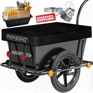 Fahrradanhänger mit 90L Kunststoffwanne inkl. Abdeckplane Kupplung - Lastenanhänger Transportanhänger Anhänger Handwagen - Monzana