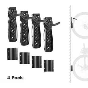 Fahrradhalter 4 Stück, Wandhalterung Fahrrad haken mit Hinterrad Auflage, Wand Fahrradständer für Garage, Tragfähigkeit bis zu 25kg, Geeignet für