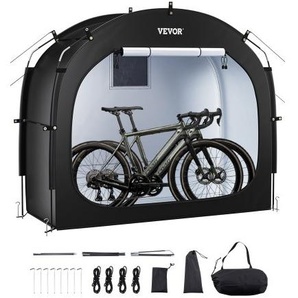 Fahrradzelt, 1 bis 2 Fahrräder, geräumiges Fahhrradgarage mit belüftetem Fenster, einfach zu installierende Fahrradschuppe mit hochfestem Fiberglas & Doppelreißverschlüssen, 195x81x173 cm HDZXCP566626ZDD8KV0