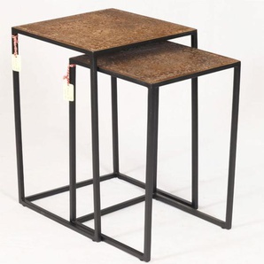 Faktorei Milena Beistelltisch 2er Set Antik-Gold/Metall Schwarz