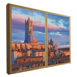 Falsche Fenster, dekorativ, beleuchtet, Sonnenuntergang in Siena