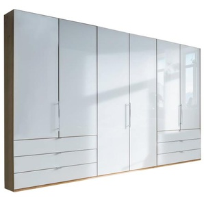 Falttürenkleiderschrank Loft, weiß/Bianco Eiche, 300 cm