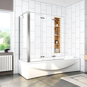 Faltwand 6mm nano esg 130x140cm 3--teilig Badewannenaufsatz mit Seitewand 70cm Duschwand für Badewanne Duschabtrennung Bad