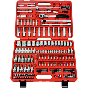 FAMEX Werkzeugset Koffer 525-SD-16 Werkzeugsets 174-tlg., für Kellerraum und Werkstatt rot Werkzeugkoffer