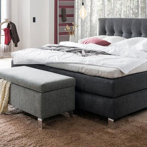 Familien-Boxspringbett Barell, grau, 240 x 220 cm, 1 x Härtegrad 2, 1 x Härtegrad 4