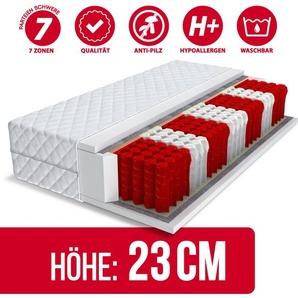 FDM Matratze 80x200 cm MEDIC MAX MULTI 7 Zonen H3 MULTIPOCKET Taschenfederkern Höhe ca. 23 cm mit waschbarem Premium Bezug MEDICMAXMULTI-080-200