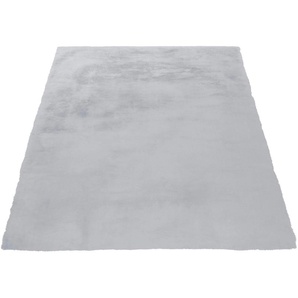 Fellteppich ANDAS Alvin Teppiche Gr. B/L: 160 cm x 230 cm, 45 mm, 1 St., grau (grau, blau) Esszimmerteppiche Teppich in Kaninchenfell-Optik und Haptik, Kunstfell