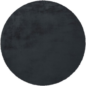 Fellteppich ANDAS Alvin Teppiche Gr. Ø 160 cm, 45 mm, 1 St., grau (anthrazit) Esszimmerteppiche Teppich-Kaninchenfell-Optik, Kunstfell