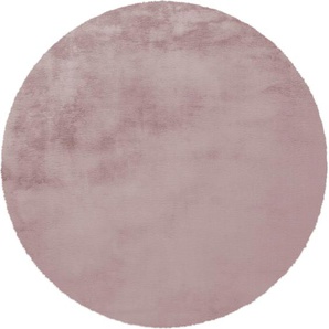 Fellteppich ANDAS Alvin Teppiche Gr. Ø 160 cm, 45 mm, 1 St., rosa Esszimmerteppiche Teppich-Kaninchenfell-Optik, Kunstfell