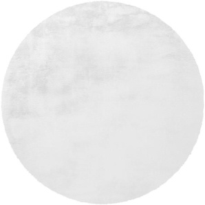 Fellteppich ANDAS Alvin Teppiche Gr. Ø 160 cm, 45 mm, 1 St., weiß Esszimmerteppiche Teppich-Kaninchenfell-Optik, Kunstfell