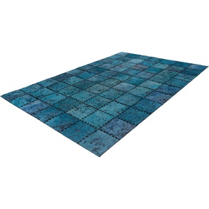 Fellteppich CALO-DELUXE Rankel 205 Teppiche Gr. B/L: 200 cm x 290 cm, 5 mm, 1 St., blau (türkis) Esszimmerteppiche echtes Rinderfell, Wohnzimmer