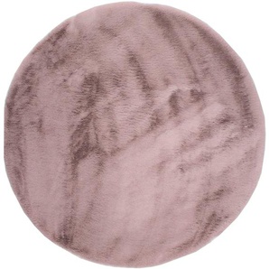 Fellteppich DEKOWE Roger Teppiche Gr. Ø 120 cm, 20 mm, 1 St., rosa (rosé) Fellteppich Esszimmerteppiche Kunstfell, Kaninchenfell-Haptik, ein echter Kuschelteppich