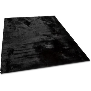 Fellteppich GINO FALCONE Kuschelteppich Chiara Teppiche Gr. B/L: 90 cm x 160 cm, 30 mm, 1 St., schwarz Fellteppich Esszimmerteppiche