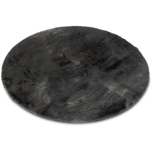 Fellteppich GINO FALCONE Kuschelteppich Chiara Teppiche Gr. Ø 120 cm, 30 mm, 1 St., grau (anthrazit) Esszimmerteppiche Kunstfell, Kaninchenfell-Haptik, besonders weicher Langflor