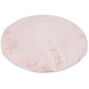 Fellteppich GINO FALCONE Kuschelteppich Chiara Teppiche Gr. Ø 120 cm, 30 mm, 1 St., rosa Esszimmerteppiche Kunstfell, Kaninchenfell-Haptik, besonders weicher Langflor