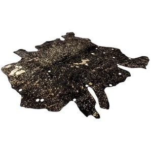 Kayoom Lederteppich Glam 110 - Rinderfellteppich, tierfellförmig, Höhe: 3 mm, 100% Rindsleder, ca. Maße, Akzente in Silber/Gold