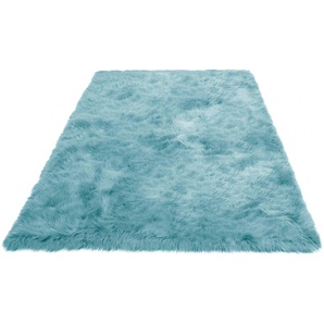 Hochflor-Teppich HOME AFFAIRE Valeria Fellteppich kuschelig Teppiche Gr. B/L: 160 cm x 230 cm, 60 mm, 1 St., blau (ice, bleu) Esszimmerteppiche