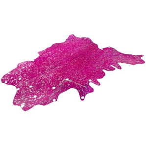 Fellteppich KAYOOM Glam 410 Lederteppich Teppiche Gr. B/L: 120 cm x 190 cm, 3 mm, 1 St., lila (violett, silber) Kuhfellteppiche Esszimmerteppiche