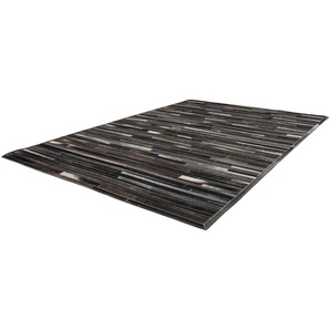 Fellteppich KAYOOM Lavish 110 Teppiche Gr. B/L: 80 cm x 150 cm, 8 mm, 1 St., grau (grau, braun) Esszimmerteppiche Patchwork-echtes Leder-Fell, Wohnzimmer