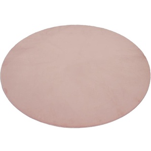 Fellteppich LEONIQUE Balu, Nachhaltiger Kunstfell Teppich, Modern Teppiche Gr. Ø 180 cm, 20 mm, 1 St., rosa (rosé) Fellteppich Esszimmerteppiche