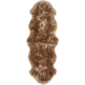 Fellteppich LUXOR LIVING Double Teppiche Gr. B/L: 60 cm x 160 cm, 50 mm, 1 St., grau (taupe) Esszimmerteppiche echtes Lammfell, Naturprodukt - daher unterschiedlichen Formen möglich
